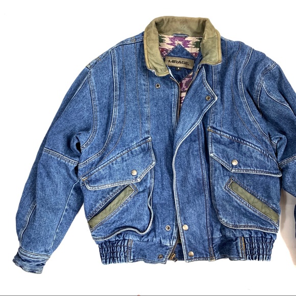 Mirage Other - Mirage Men’s blue denim jacket with leather 🍰